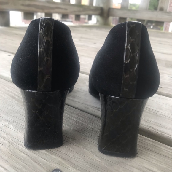 Stuart Weitzman Black Suede Square Toe Pumps - Picture 4 of 4